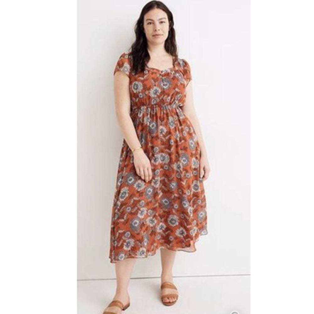 Madewell Rust Floral Midi Dress